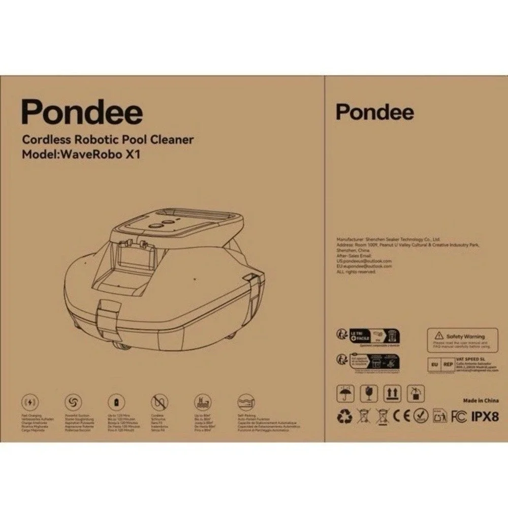 Poundee X1 Robotic Pool Vacuum Cordless‎ Pool Cleaner With 120mins No Charger